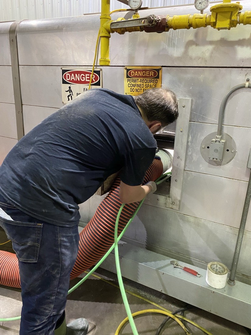 Will working head-first inside a commercial oven with duct cleaning equipment